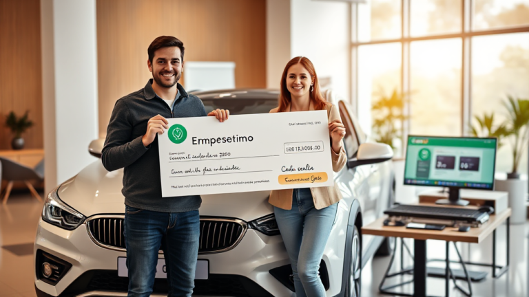 Imagem ilustrativa de um carro novo adquirido com empréstimo da Geru