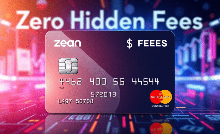 Imagem de um cartão de crédito representando a transparência nas taxas, destacando a ausência de taxas escondidas.