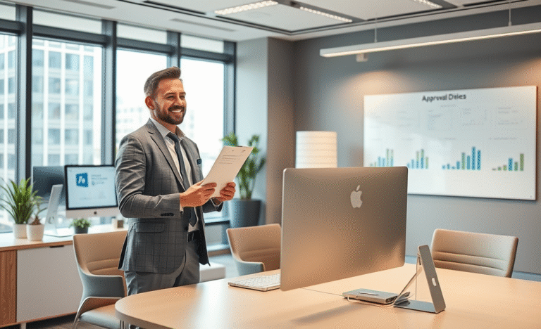 Imagem ilustrativa de um processo de aprovação de documento simples e eficiente.