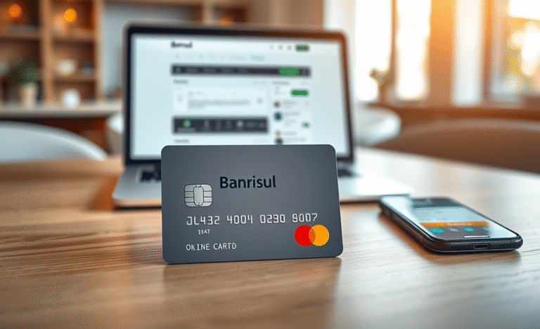 Cartão Banrisul Mastercard Classic em destaque com informações sobre benefícios e segurança nas compras.