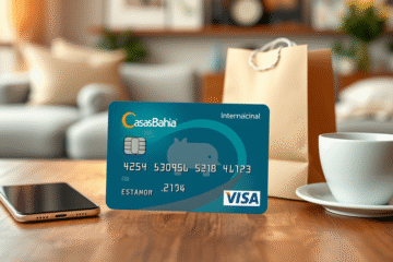 Imagem do Cartão Casas Bahia Visa Internacional destacando suas vantagens e benefícios.