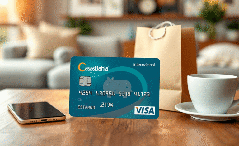 Imagem do Cartão Casas Bahia Visa Internacional destacando suas vantagens e benefícios.