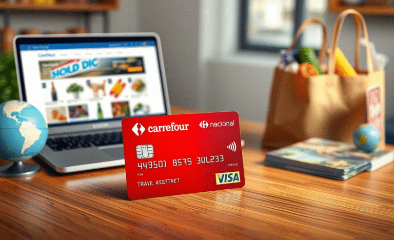 Imagem destacada do Cartão Carrefour Visa Nacional com destaque para seus benefícios e vantagens.